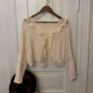 cream boho lacey blouse